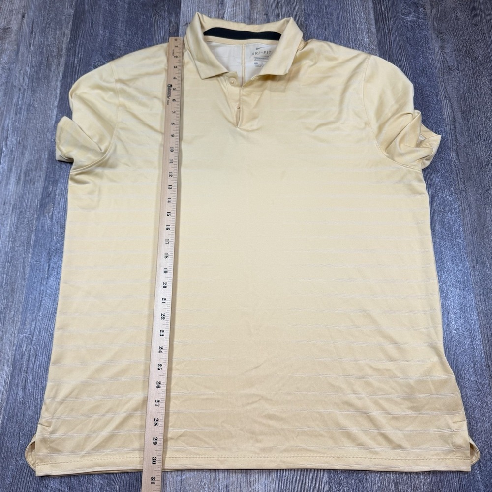 Nike Tiger Woods Dri-FIT Golf Polo Shirt Mens XL Yellow Striped Standard Fit - Picture 10 of 11